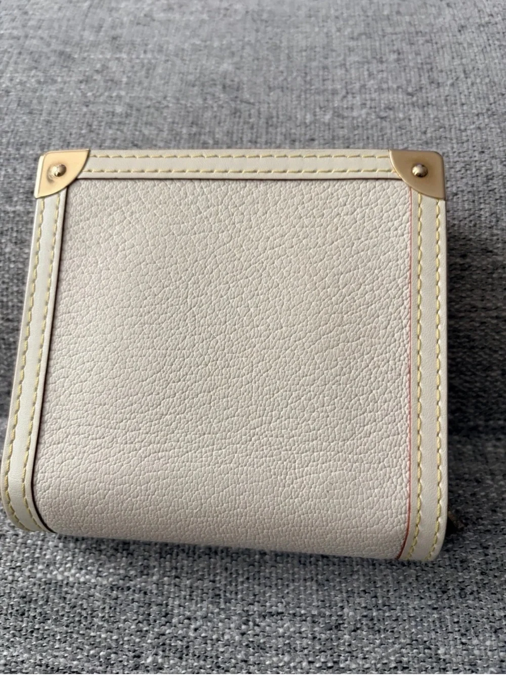 Louis Vuitton Cream Leather Snap Wallet with Gold-Tone Accents
